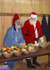 The big guy stops by to check the progress of our baskets