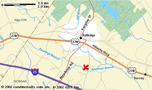 [Topical map of Rutledge and surroundng highways and interstates.]