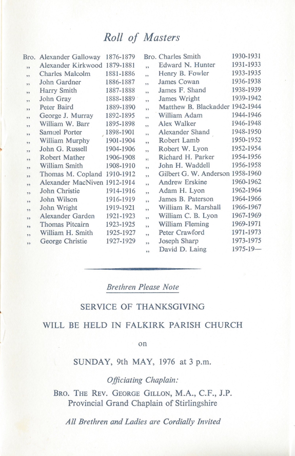 Centenary Programme