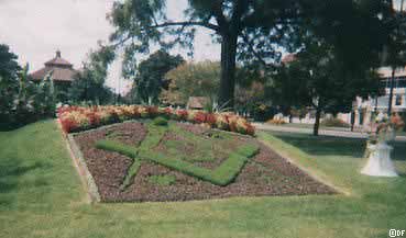 Public park across the Sandusky Masonic Temple, Sandusky, Ohio, U.S.