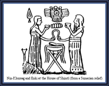 Anu, Nin-khursag and Enki at the house of Shimti (Sumerian)