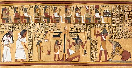 The weighing of the heart scene from the Papyrus of Ani