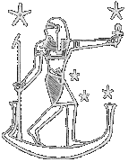 The god Osiris, as the constellation of Orion. Osiris 
and his constellation sat at the center of the ancient Egyptian astronomical religion.
