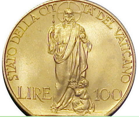Vatican 100 Lire gold coin
