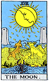 the Moon.
 The two hounds represent a balance of forces as the two towers are equal.