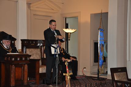 Our Worshipful Master addresses the audience